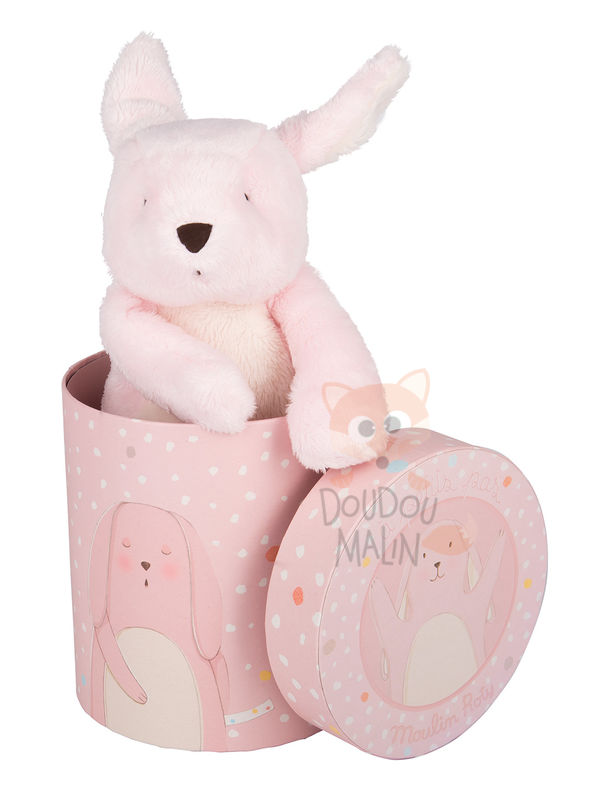  a petits pas peluche lapin rose blanc 